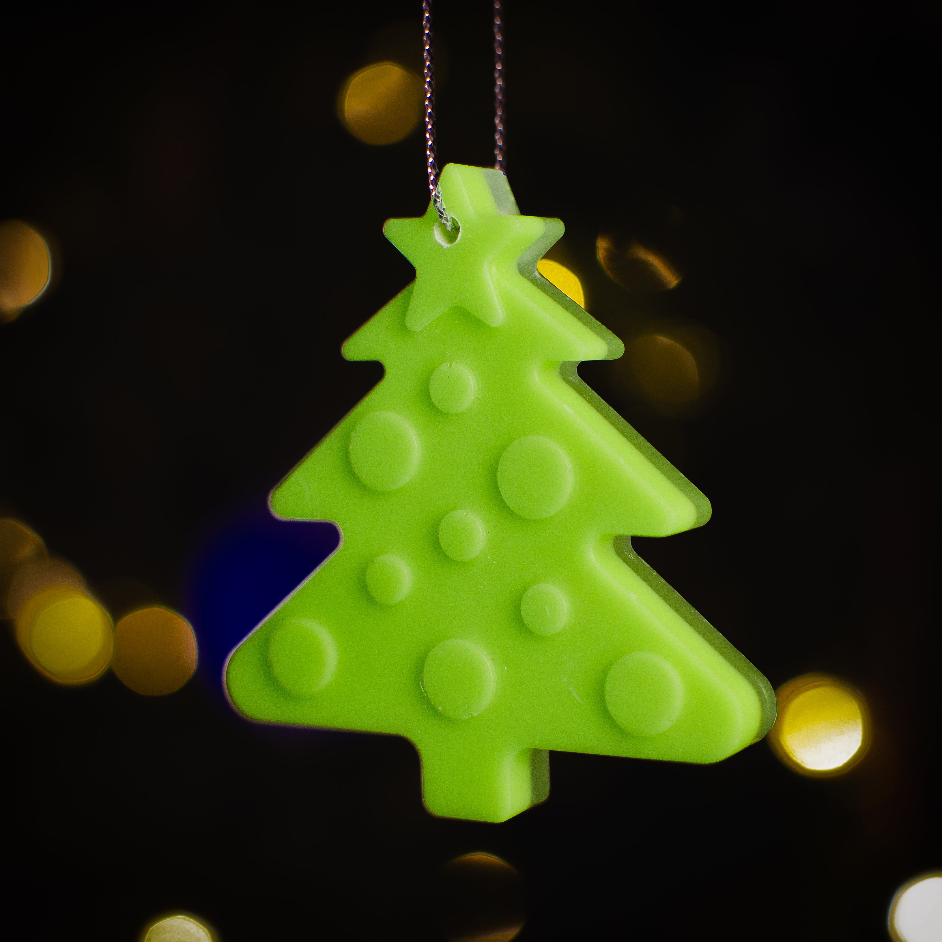 Glow in the Dark Christmas Ornaments / Color: Green / Set of 9 Ornaments