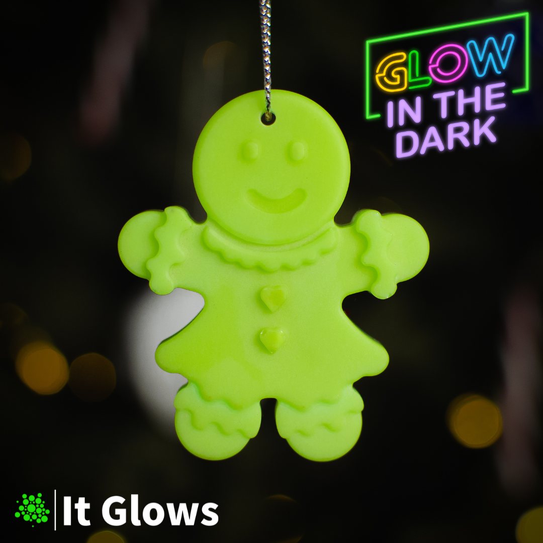 Glow in the dark Gingerbread Ornament / Christmas Ornaments / Holiday Keepsakes/ Stocking Stuffers