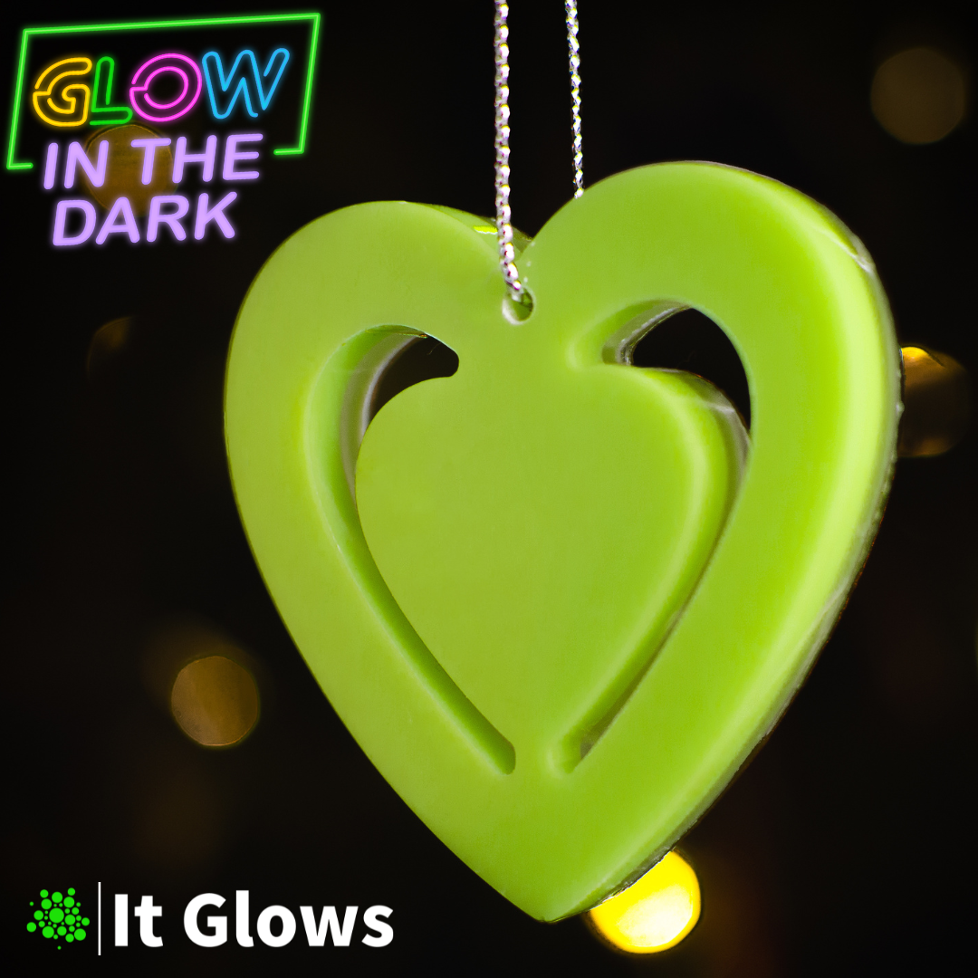 Glow in the Dark Heart Ornament / Christmas Ornaments / Holiday Keepsake / Stocking stuffers