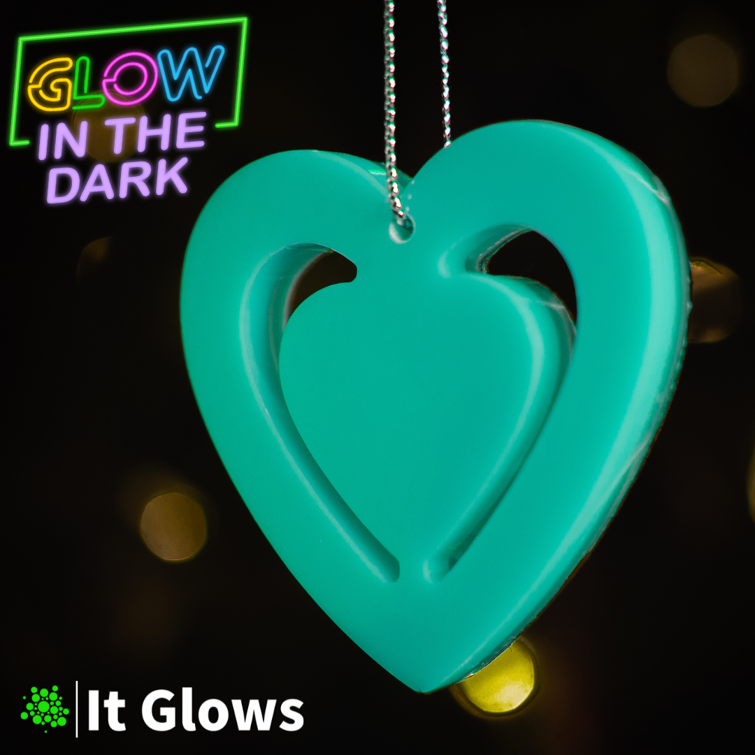 Glow in the Dark Heart Ornament / Christmas Ornaments / Holiday Keepsake / Stocking stuffers