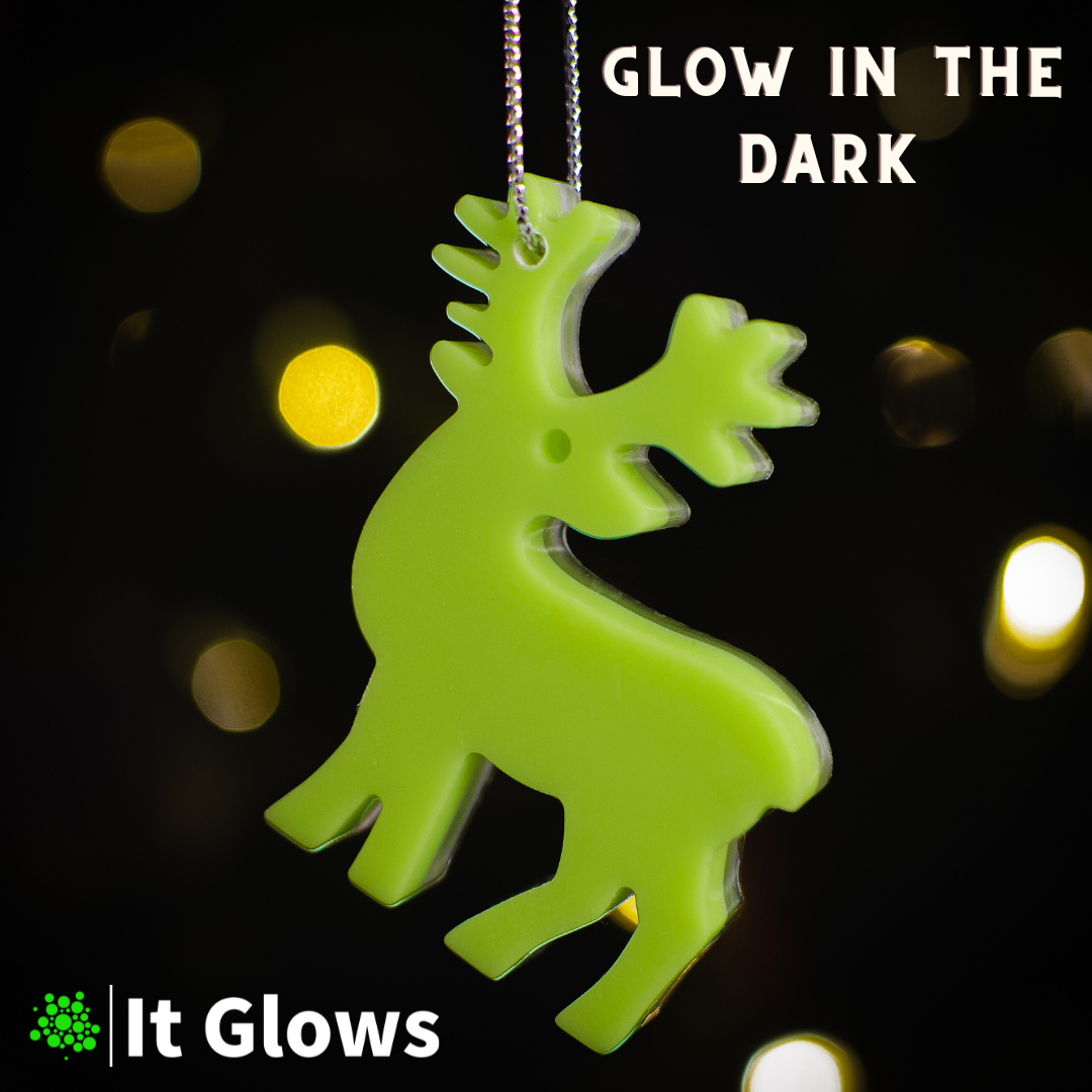 Glow in the Dark Reindeer Ornament / Holiday Keepsake / Stocking stuffer / Holiday decor