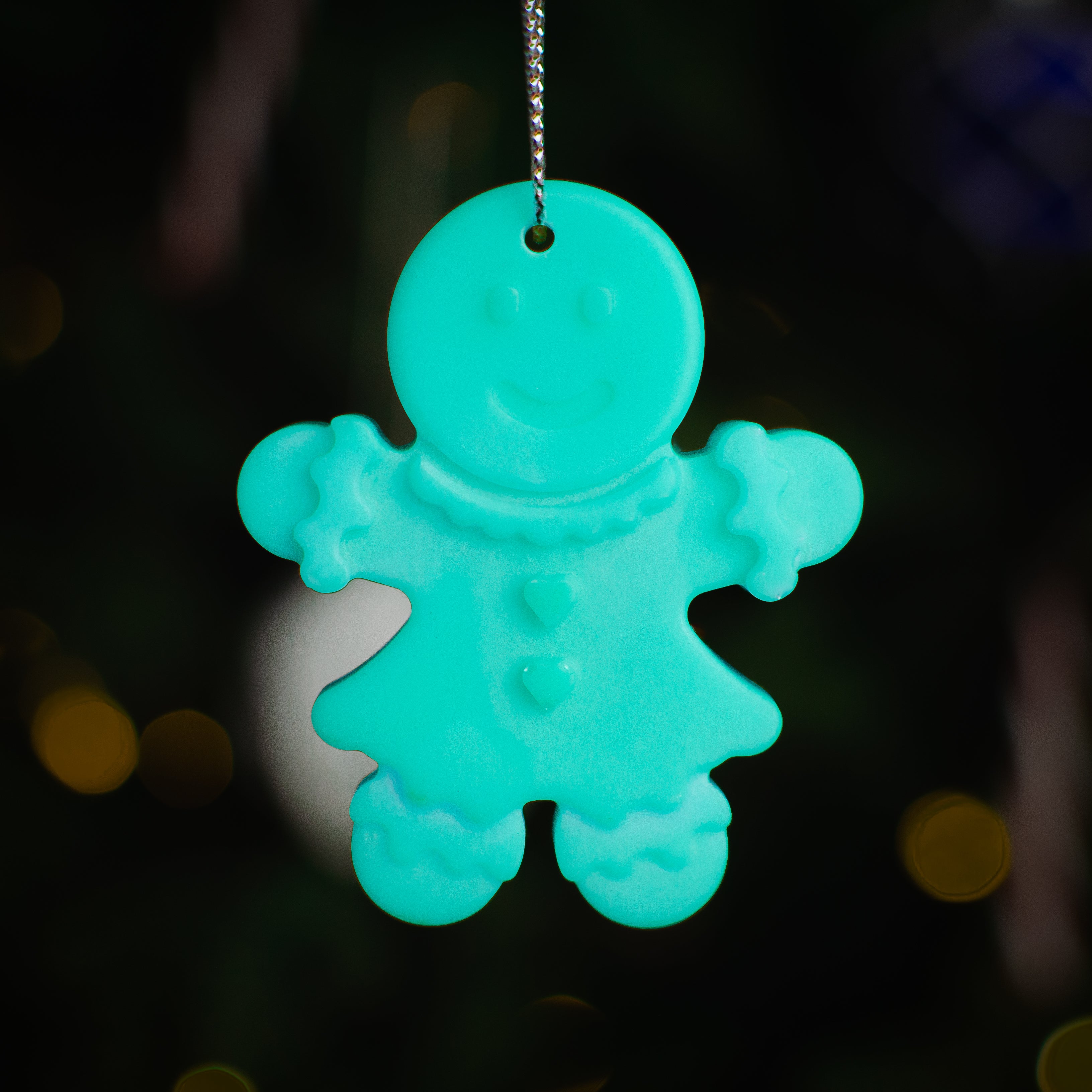 Glow in the Dark Christmas Ornaments / Color: Aqua / Set of 9 Ornaments