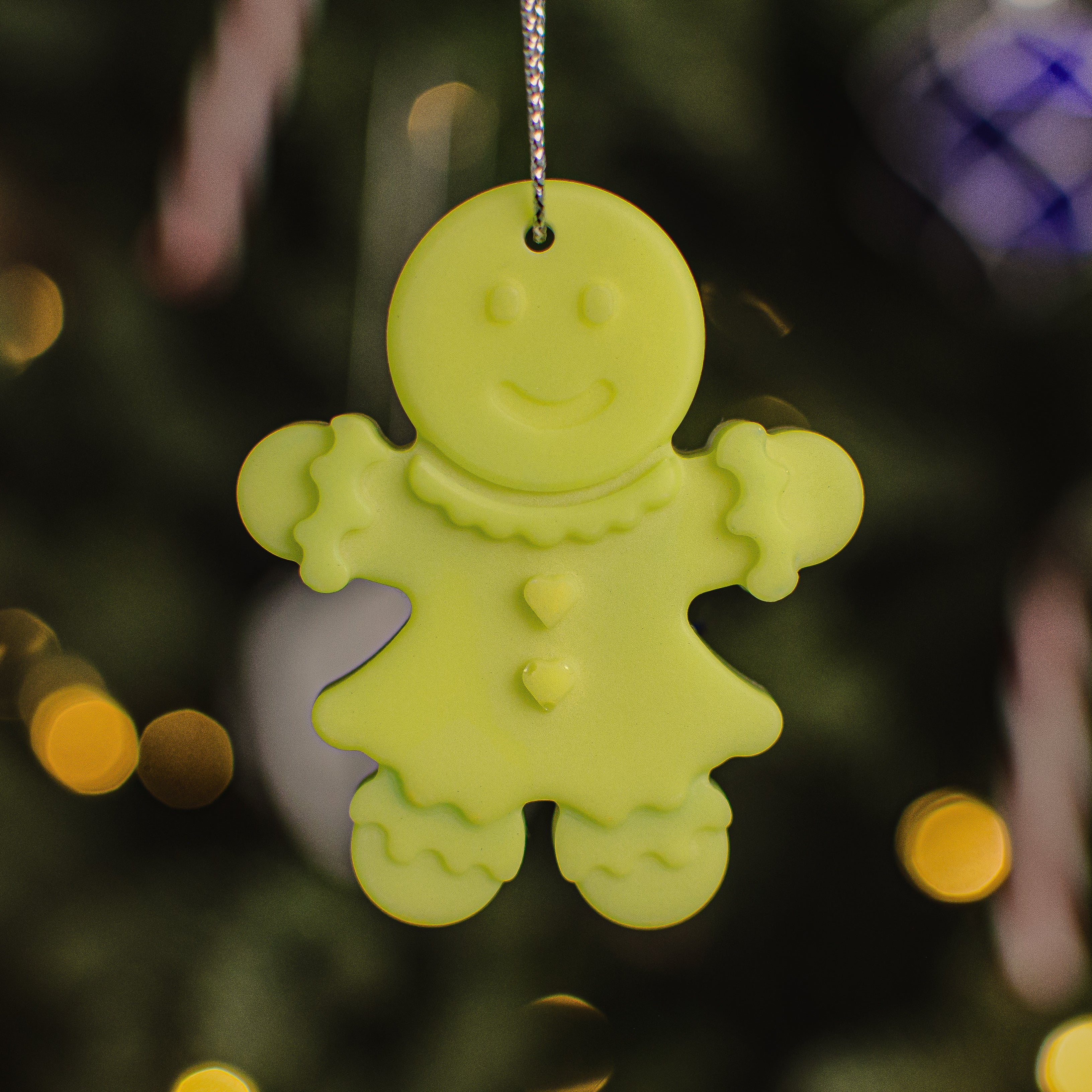 Glow in the dark Gingerbread Ornament / Christmas Ornaments / Holiday Keepsakes/ Stocking Stuffers