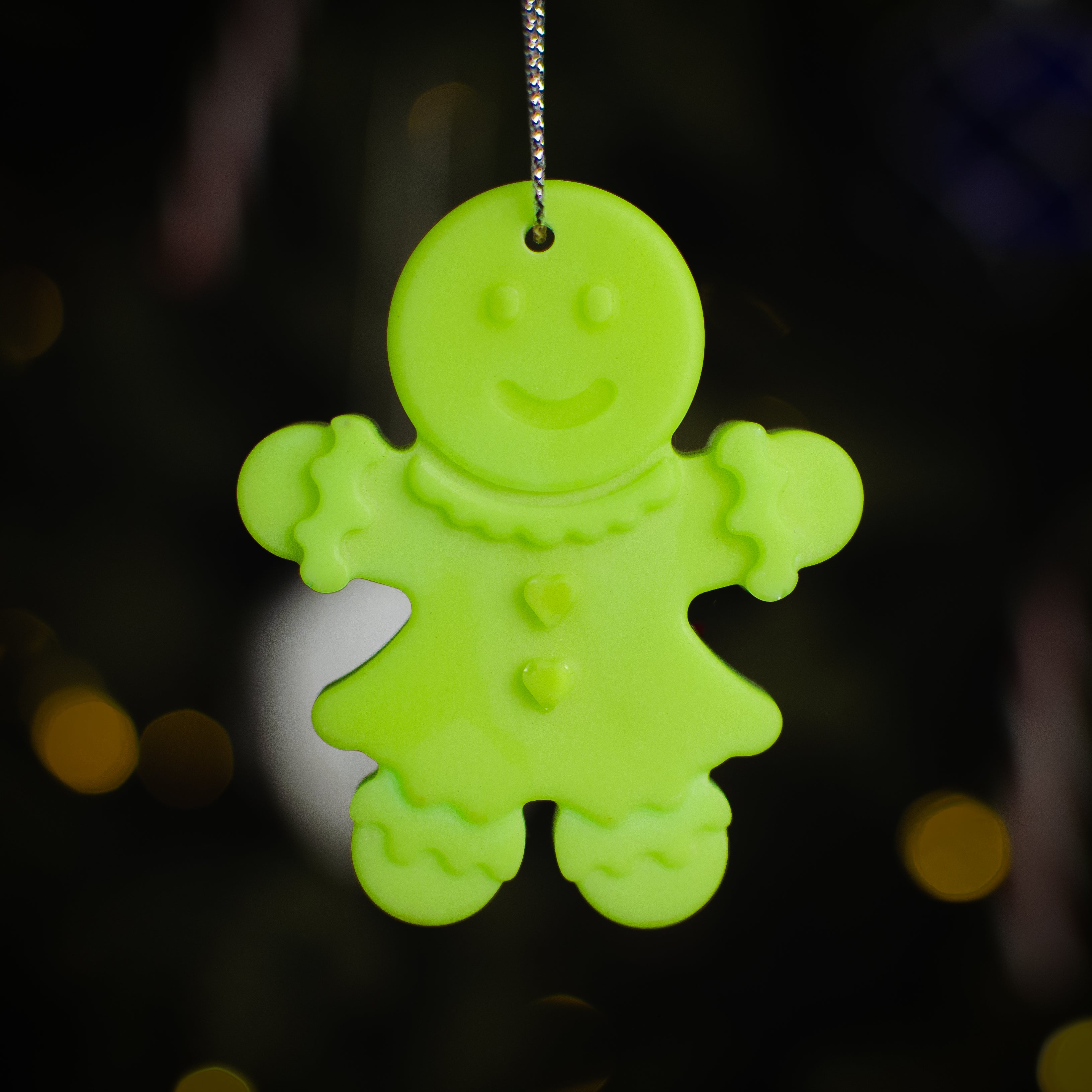 Glow in the Dark Christmas Ornaments / Color: Green / Set of 9 Ornaments