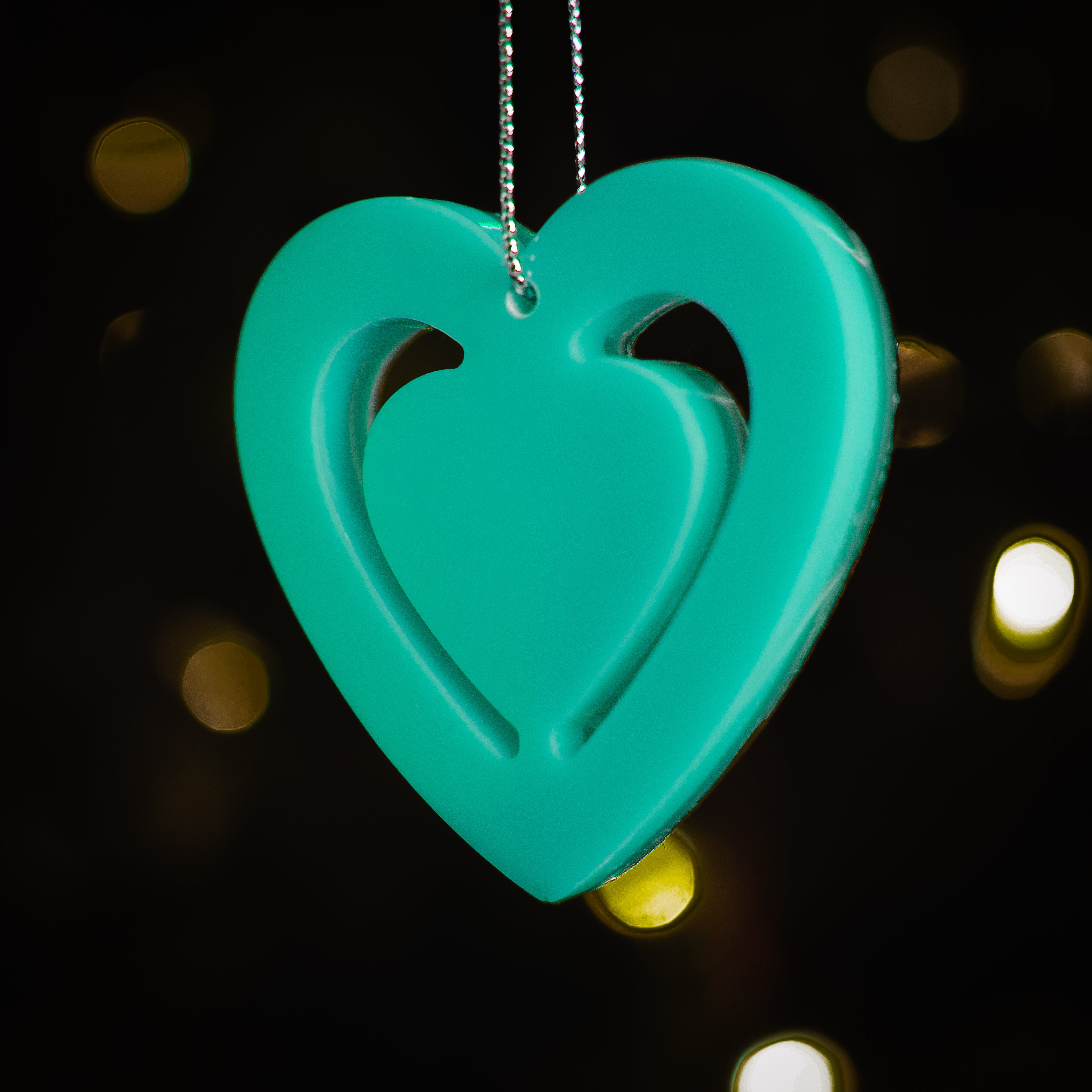 Glow in the Dark Christmas Ornaments / Color: Aqua / Set of 9 Ornaments