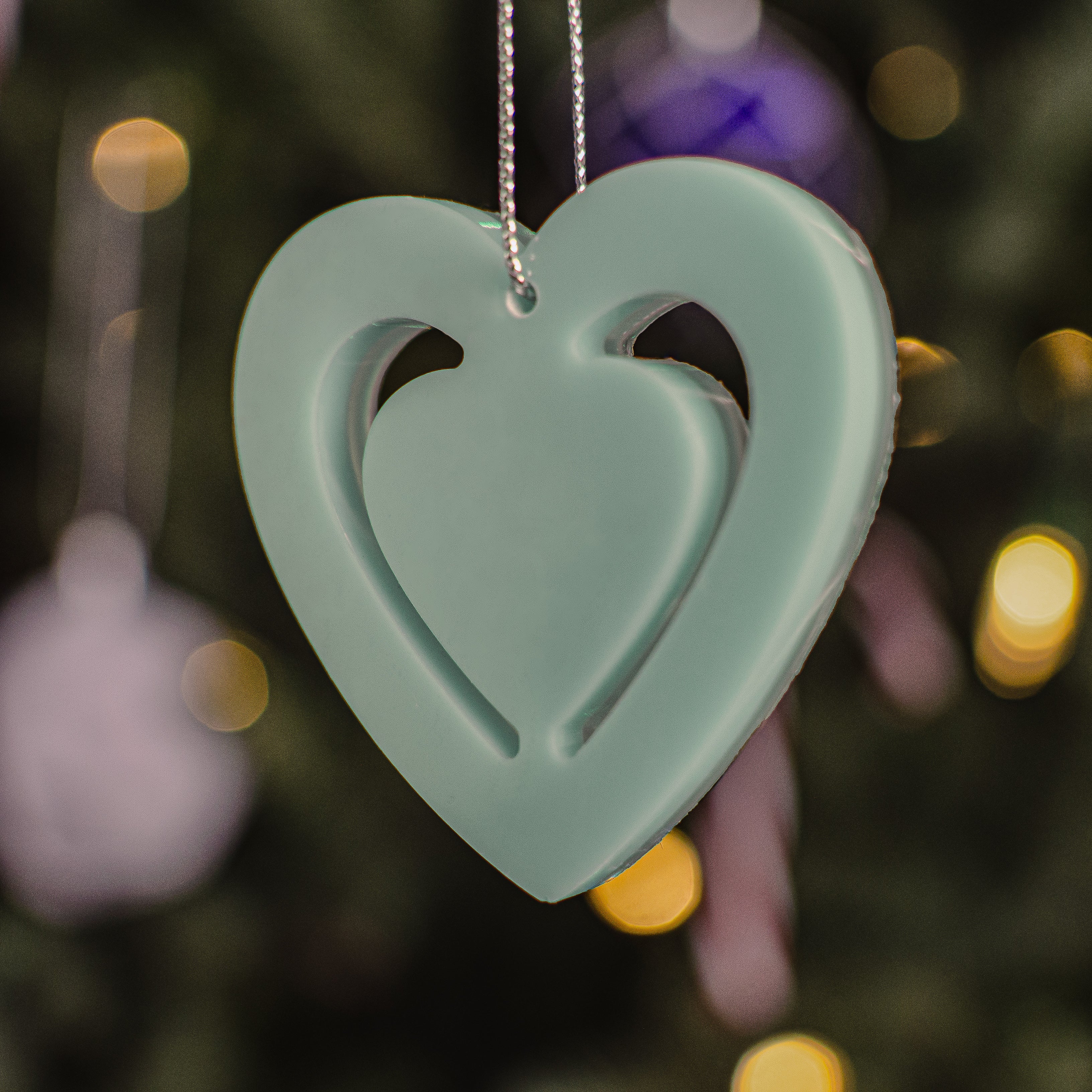 Glow in the Dark Heart Ornament / Christmas Ornaments / Holiday Keepsake / Stocking stuffers