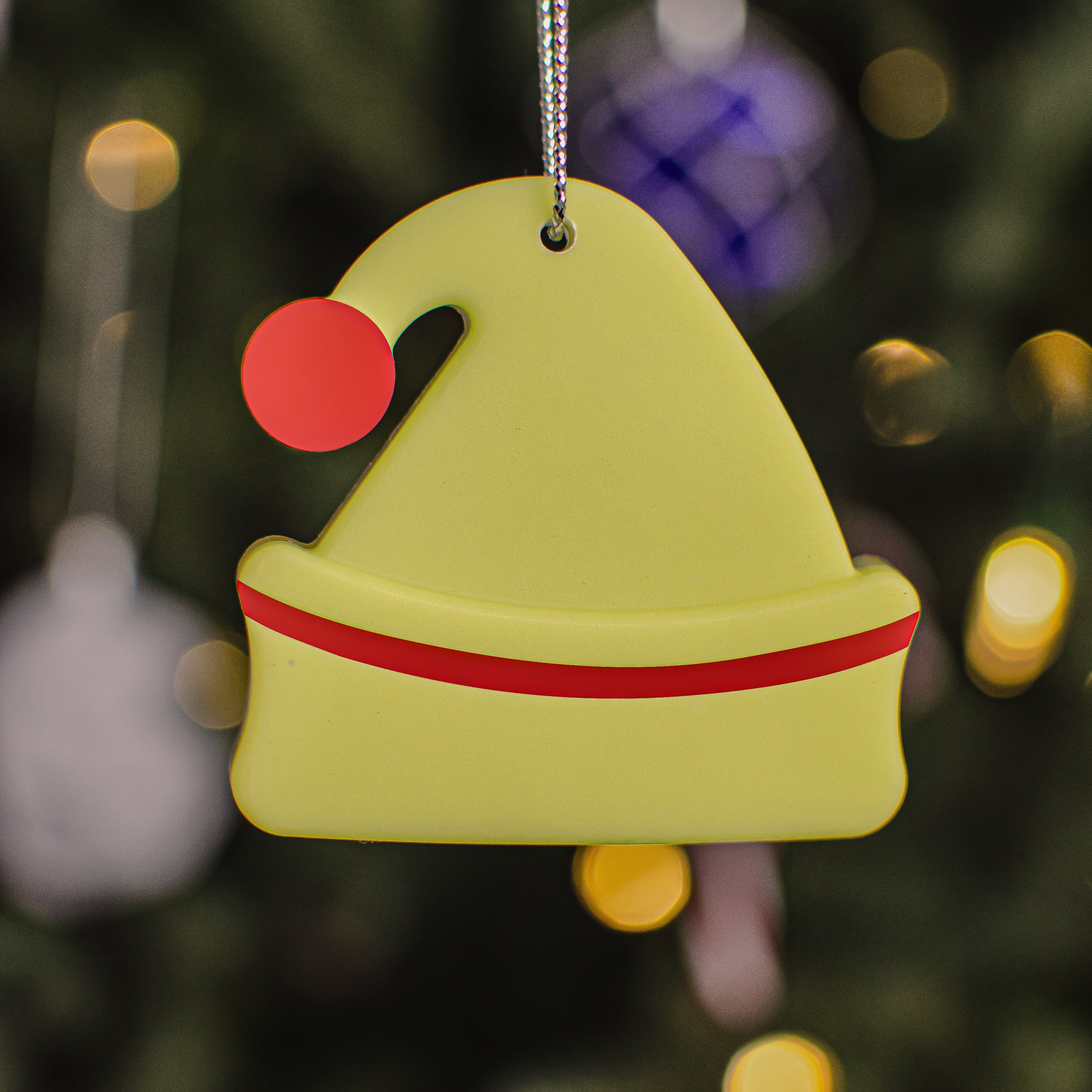 Glow in the dark Santa Hat Ornament / Holiday Keepsake / Stocking stuffers