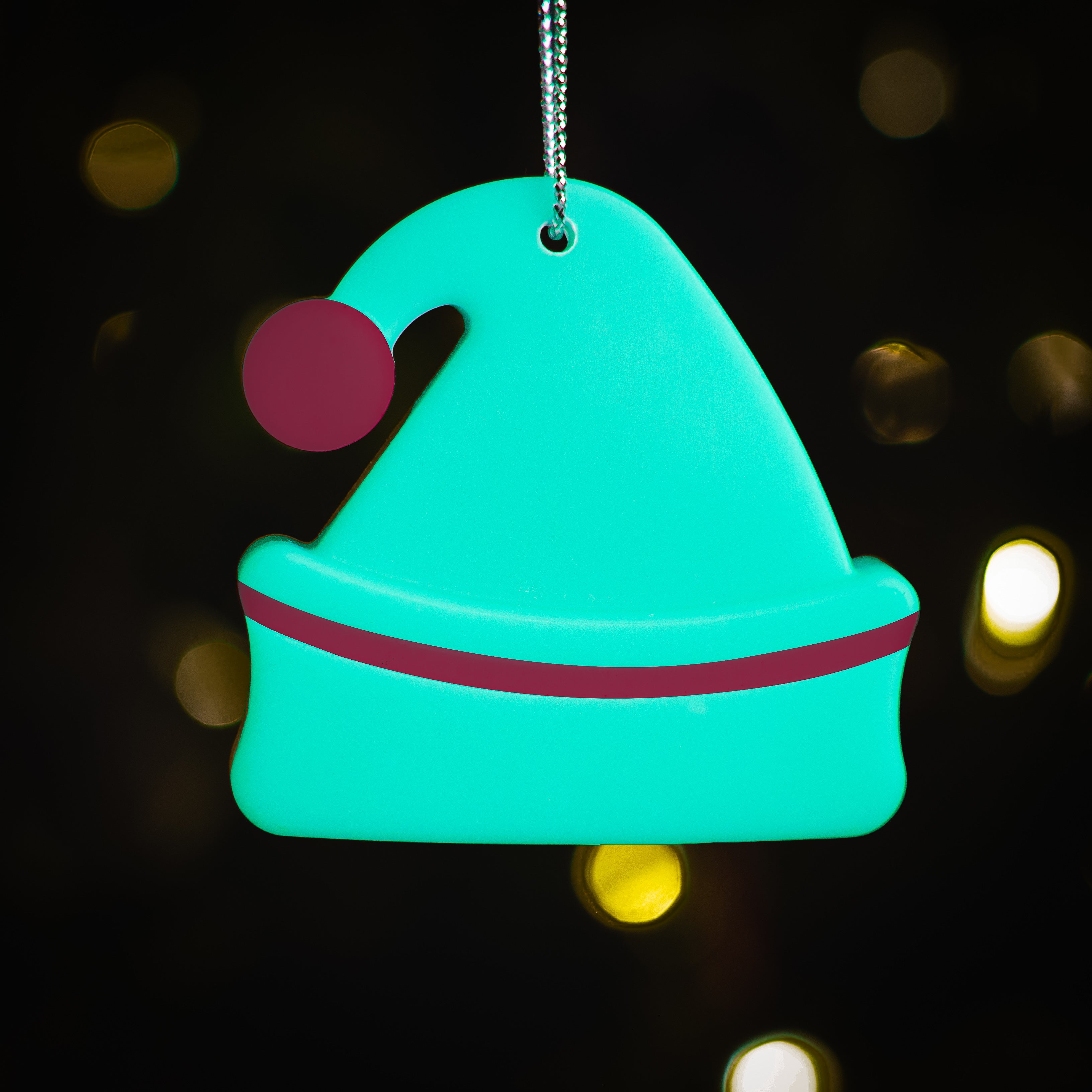 Glow in the dark Santa Hat Ornament / Holiday Keepsake / Stocking stuffers