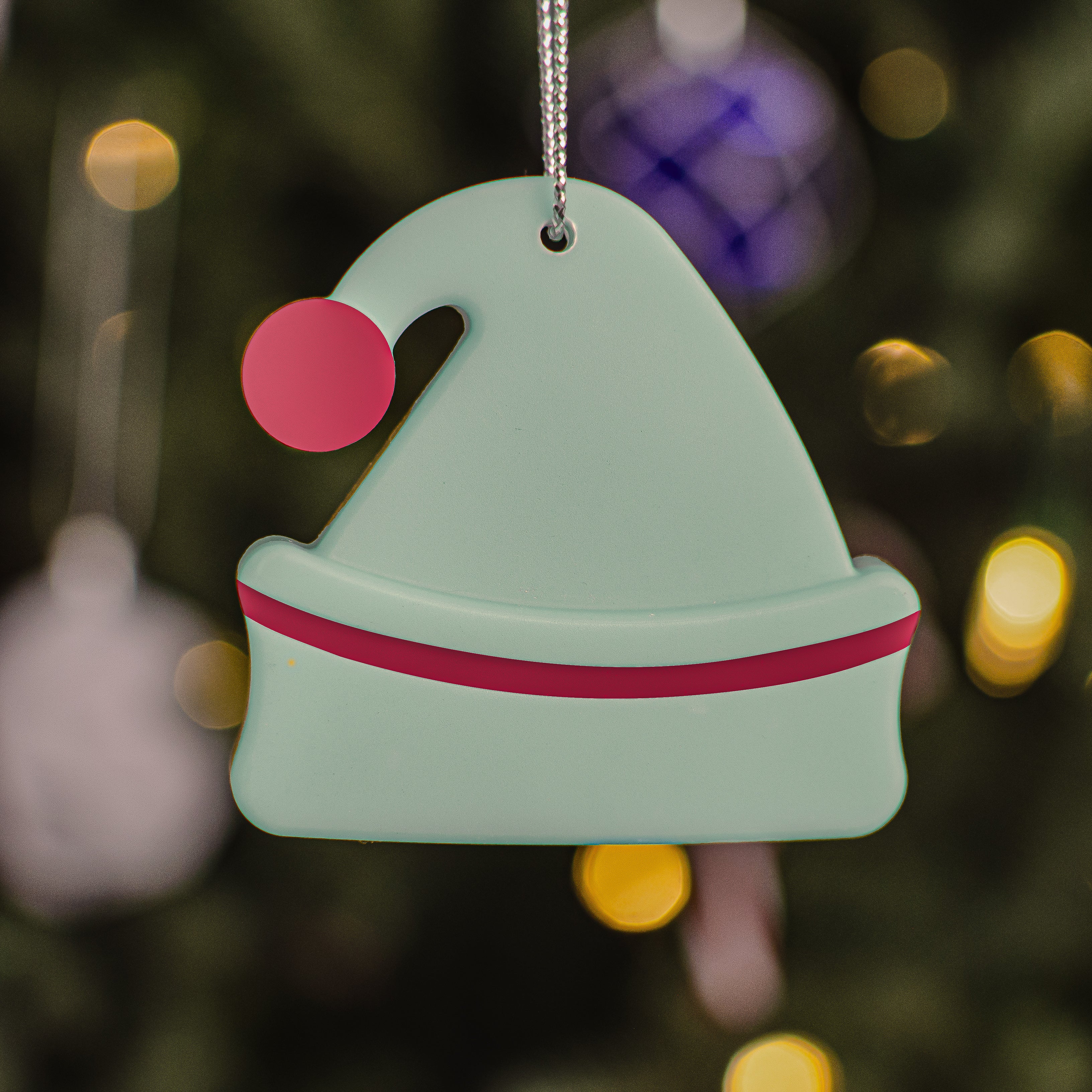 Glow in the dark Santa Hat Ornament / Holiday Keepsake / Stocking stuffers