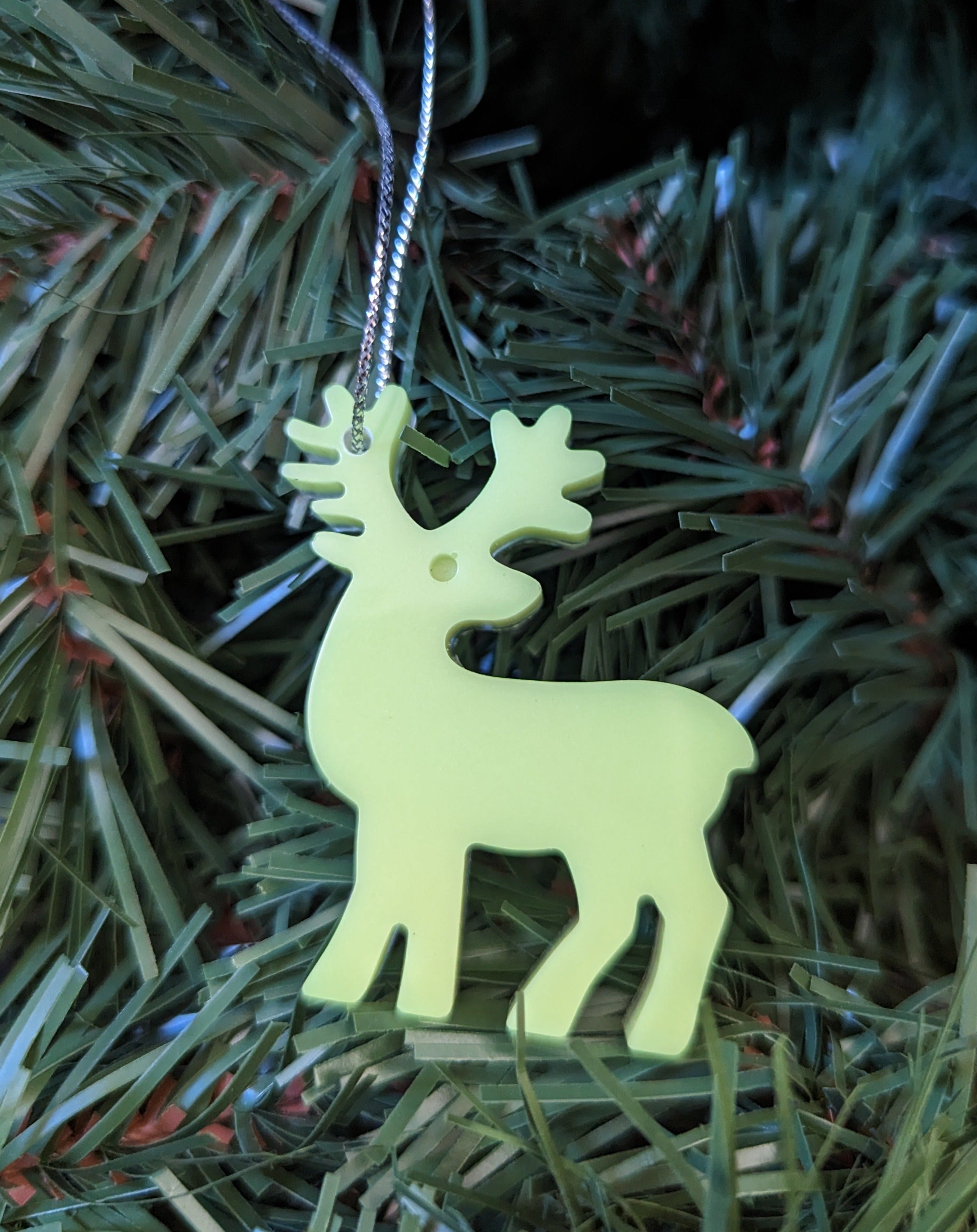 Glow in the Dark Reindeer Ornament / Holiday Keepsake / Stocking stuffer / Holiday decor