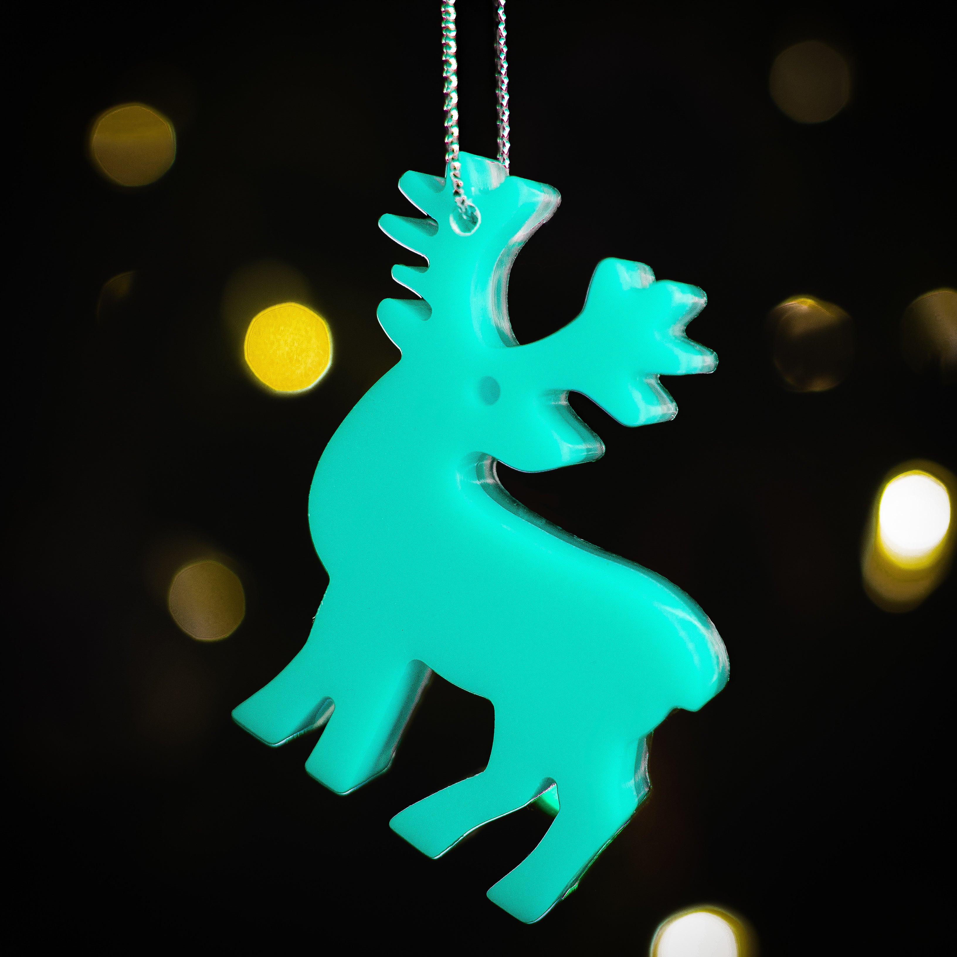 Glow in the Dark Christmas Ornaments / Color: Aqua / Set of 9 Ornaments