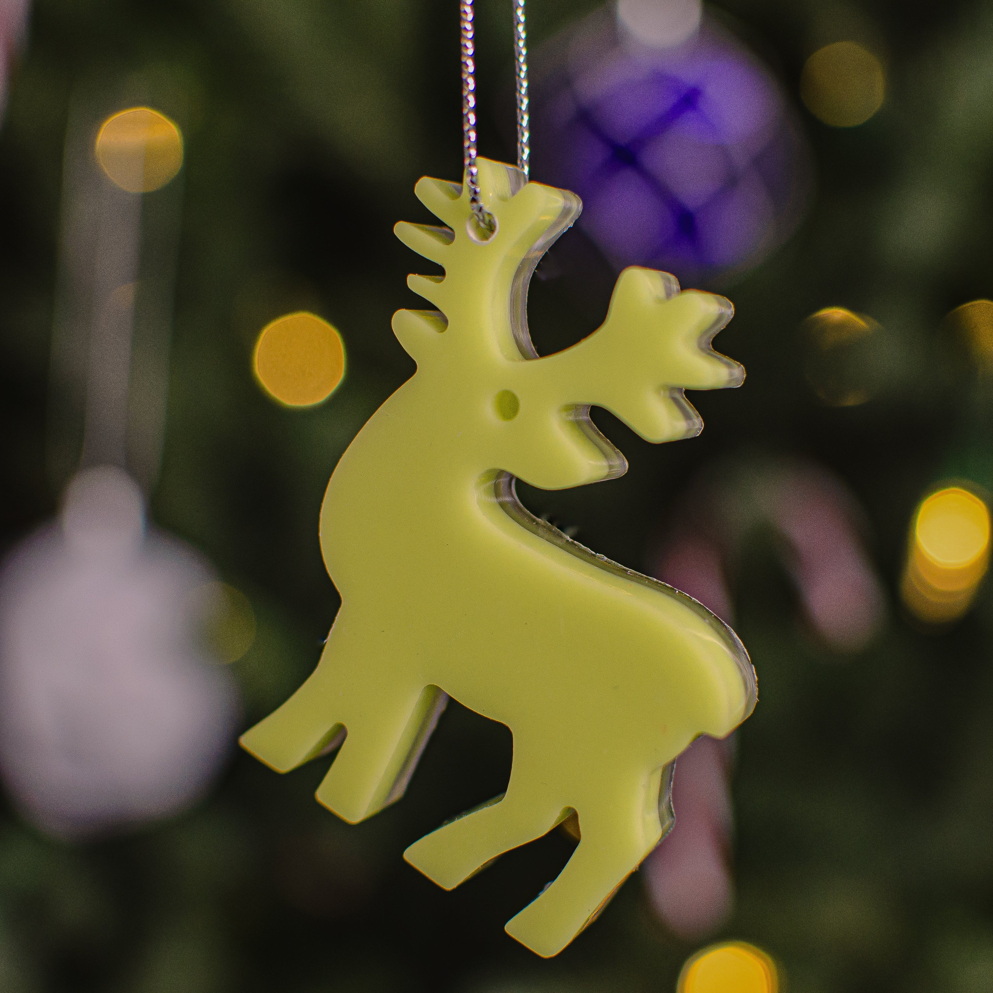 Glow in the Dark Reindeer Ornament / Holiday Keepsake / Stocking stuffer / Holiday decor