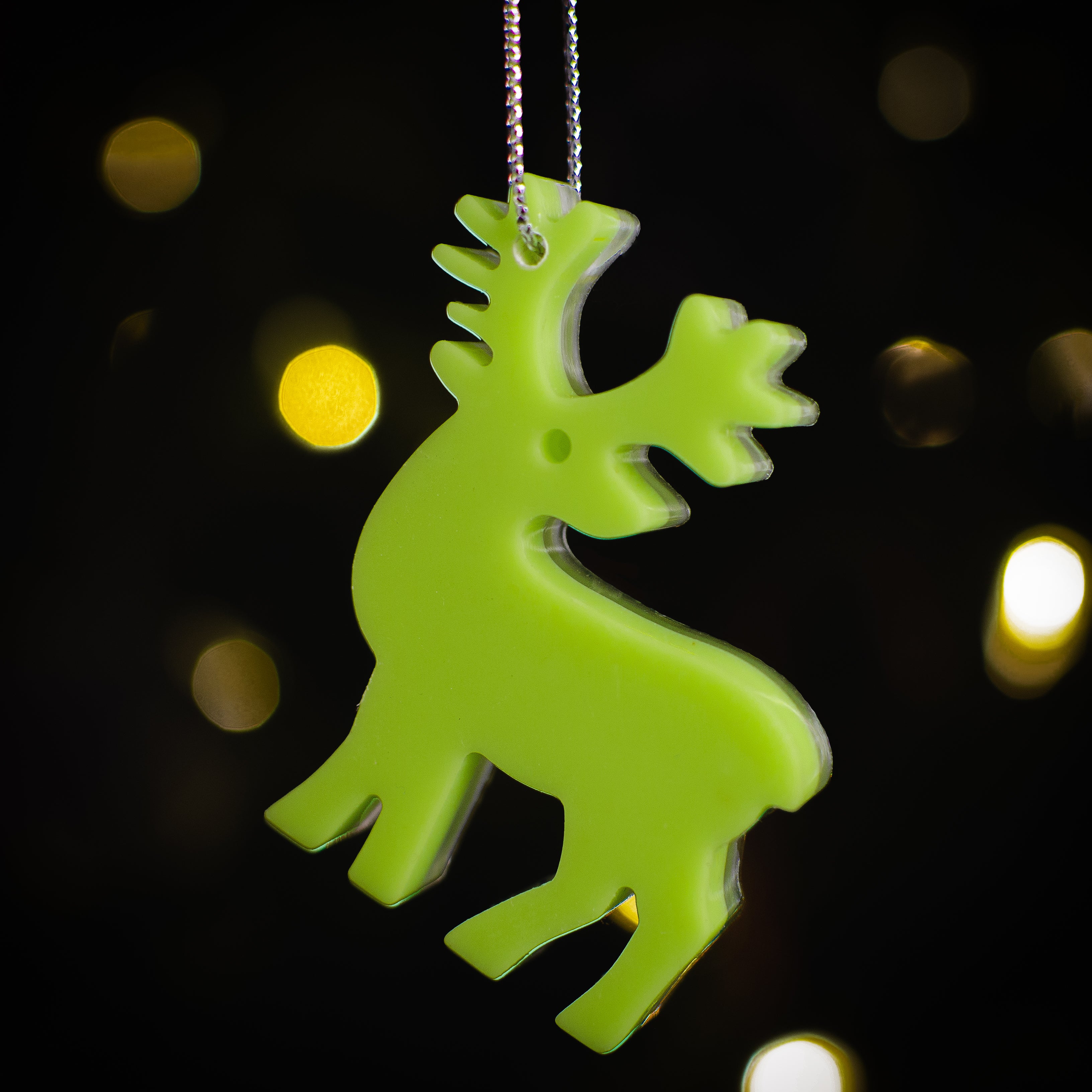 Glow in the Dark Christmas Ornaments / Color: Green / Set of 9 Ornaments