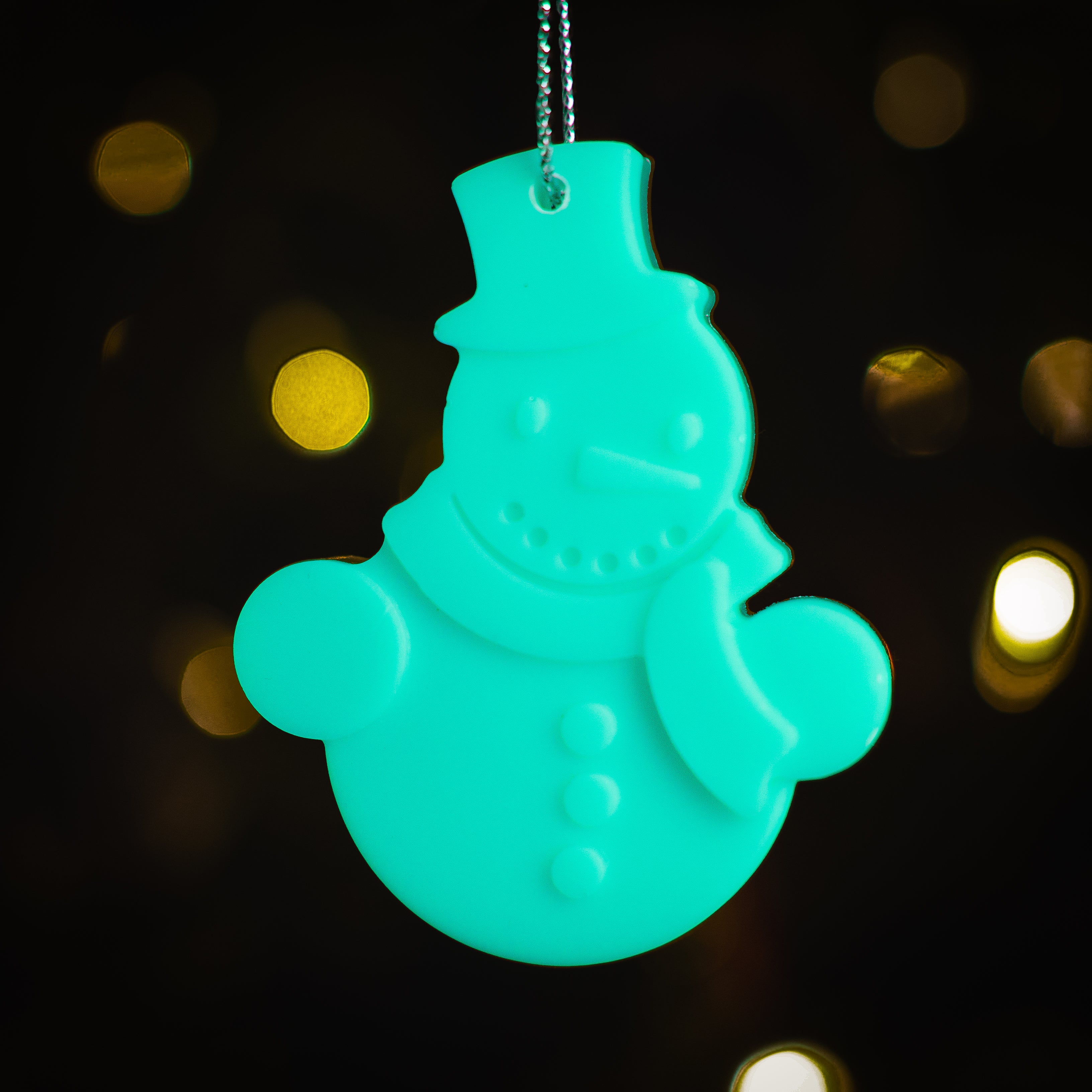 Glow in the Dark Christmas Ornaments / Color: Aqua / Set of 9 Ornaments