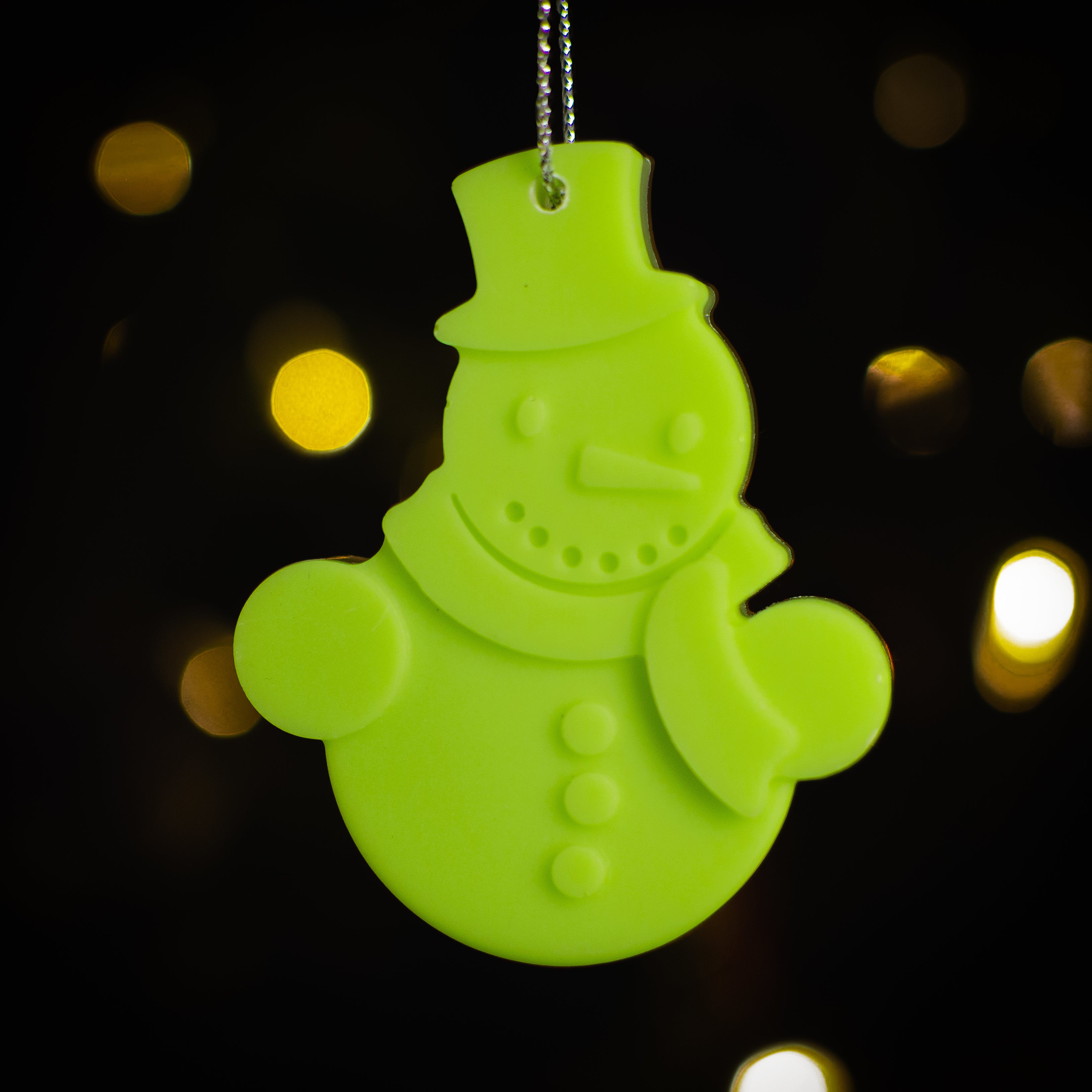 Glow in the Dark Christmas Ornaments / Color: Green / Set of 9 Ornaments