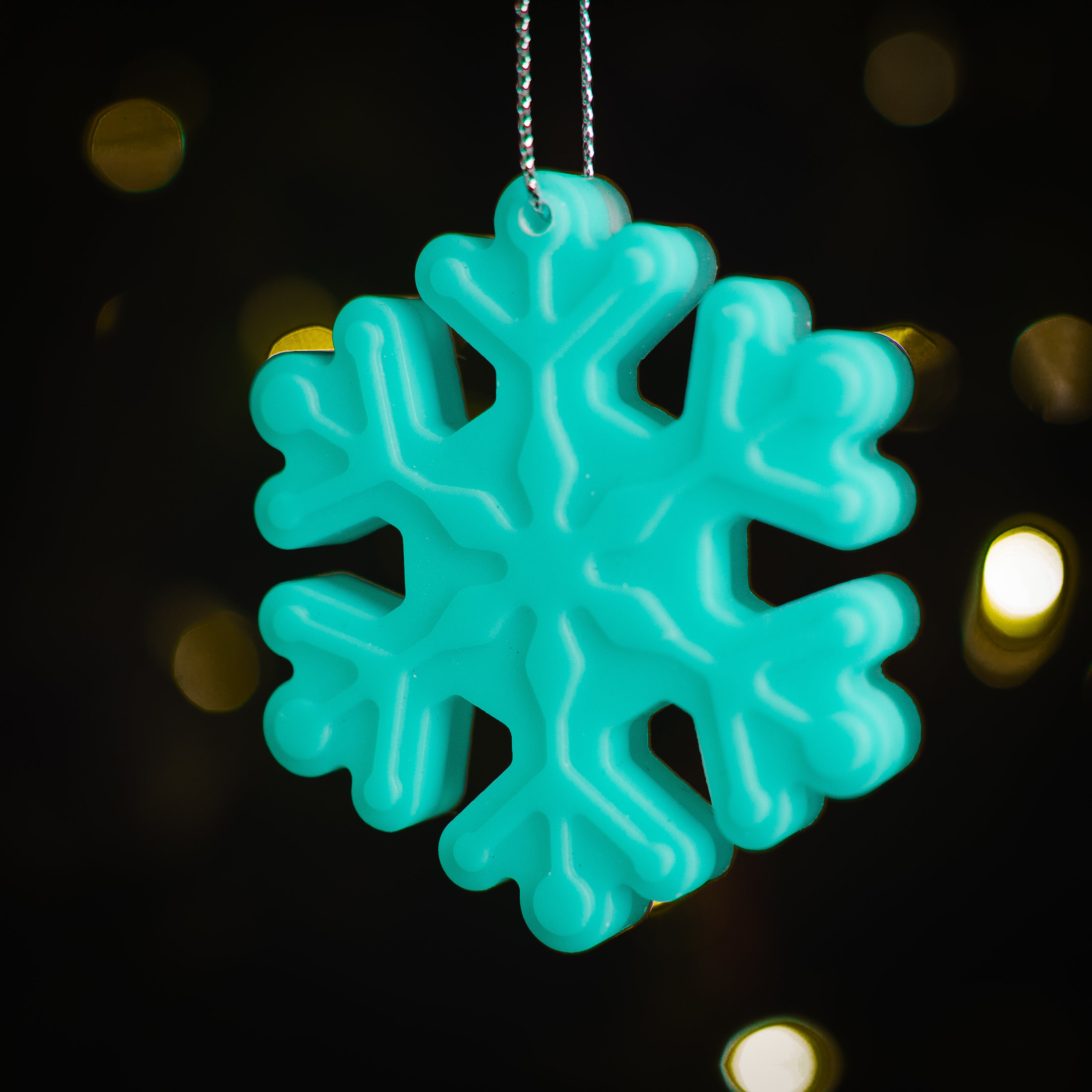 Glow in the Dark Christmas Ornaments / Color: Aqua / Set of 9 Ornaments