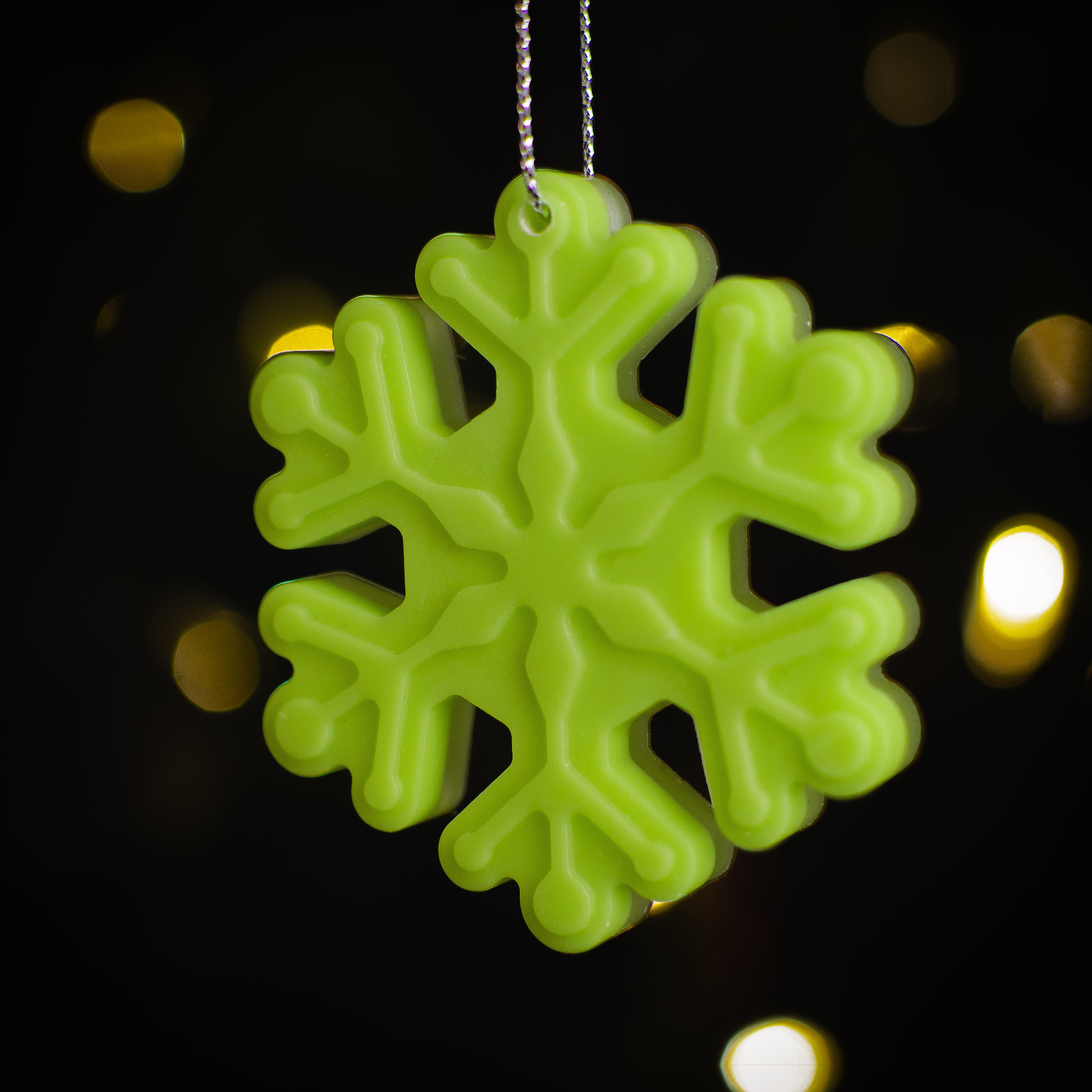 Glow in the Dark Christmas Ornaments / Color: Green / Set of 9 Ornaments