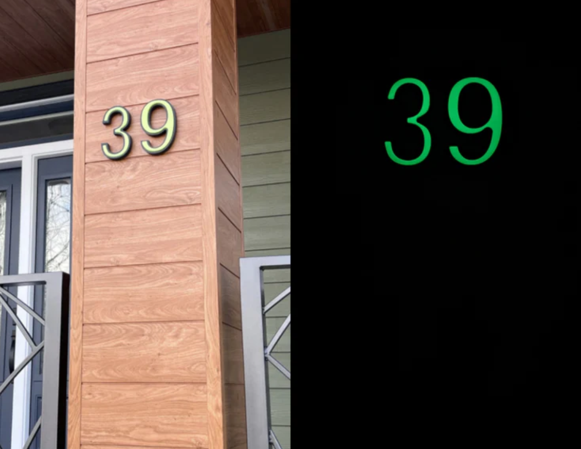 Glow in the Dark House Numbers - Green / Solar Powered House Numbers - Green